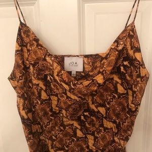 J.O.A Snakeskin Cowl Neck Slip Dress